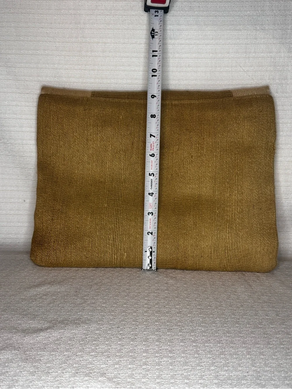 Vintage Corduroy Envelope Clutch Brown Tan Wood Detail 90s Boho